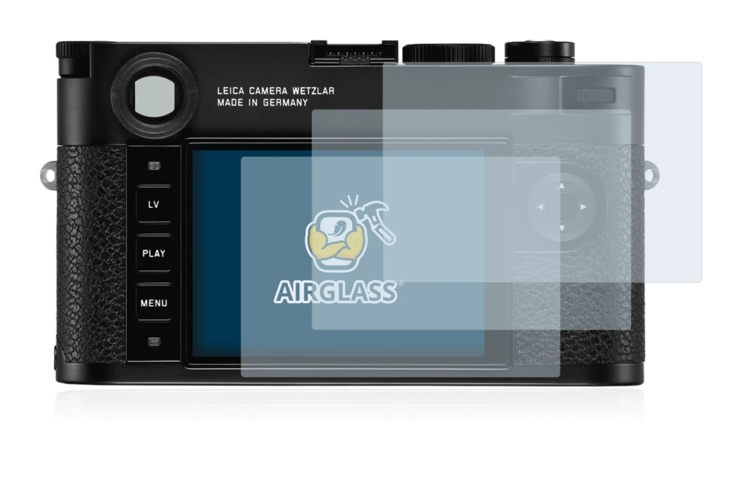 Image of the device Leica M10 with a wide variety of screen protectors.