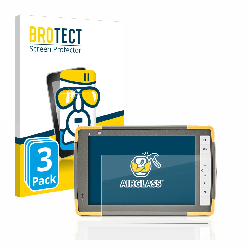 Front side of a product packaging with the brand logo BROTECT. Next to it is the device Topcon FC-5000 shown with the correspo