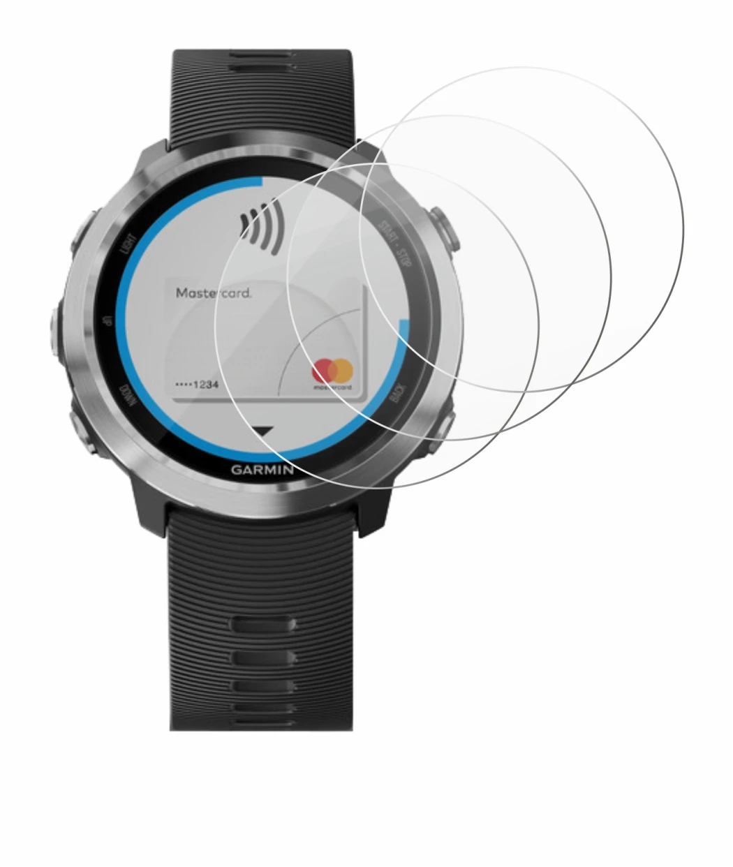 Image of the device Garmin Forerunner 645 with a wide variety of screen protectors.