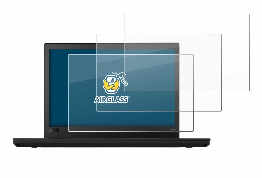 Image of the device Lenovo ThinkPad T480 with a wide variety of screen protectors.
