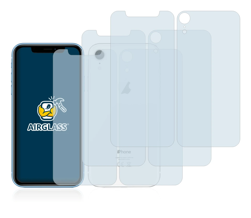Image of the device Apple iPhone XR (Front+Back) with a wide variety of screen protectors.