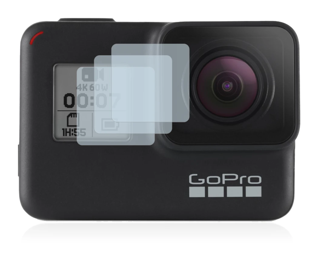 Image of the device GoPro Hero 7 Black (Front display) with a wide variety of screen protectors.