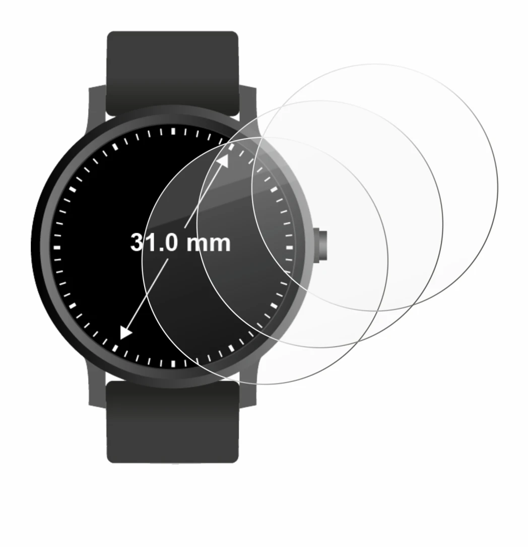 Image of the device Circular Displays (ø: 31 mm) with a wide variety of screen protectors.