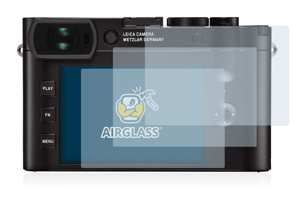 Image of the device Leica Q2 with a wide variety of screen protectors.