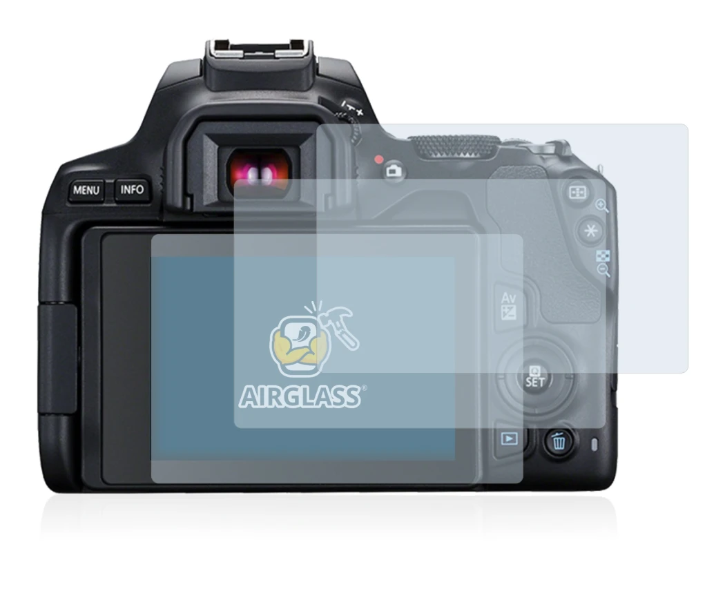 Image of the device Canon EOS 250D with a wide variety of screen protectors.