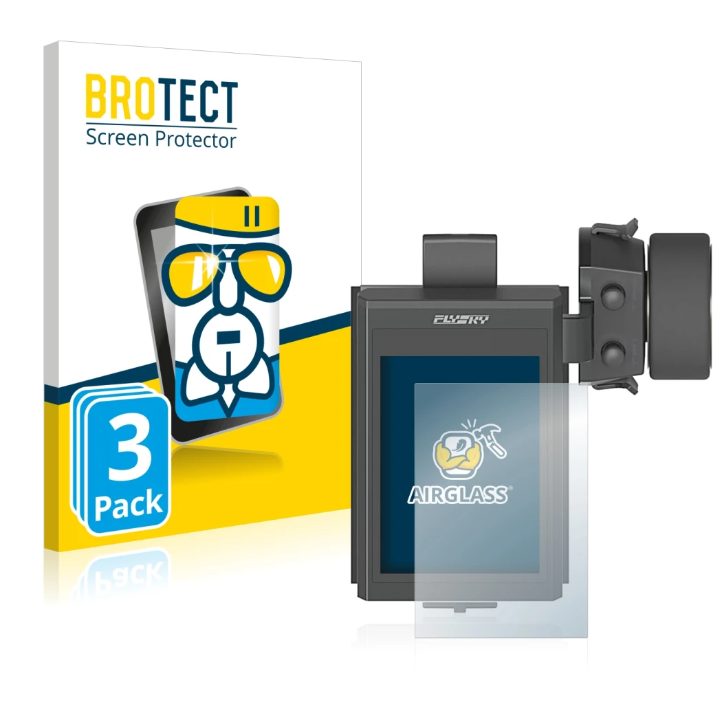 Front side of a product packaging with the brand logo BROTECT. Next to it is the device FlySky FS-NB4 shown with the correspon
