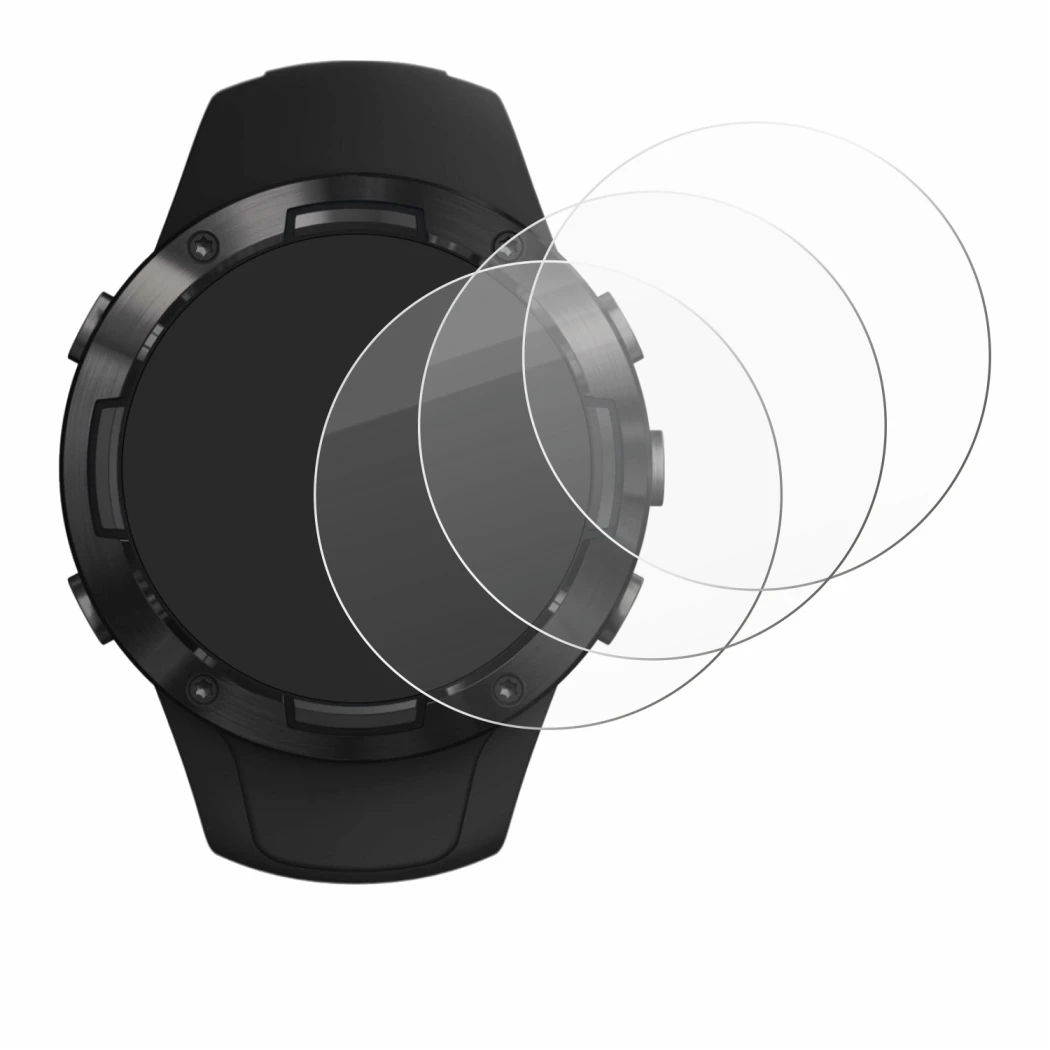 Image of the device Suunto 5 with a wide variety of screen protectors.