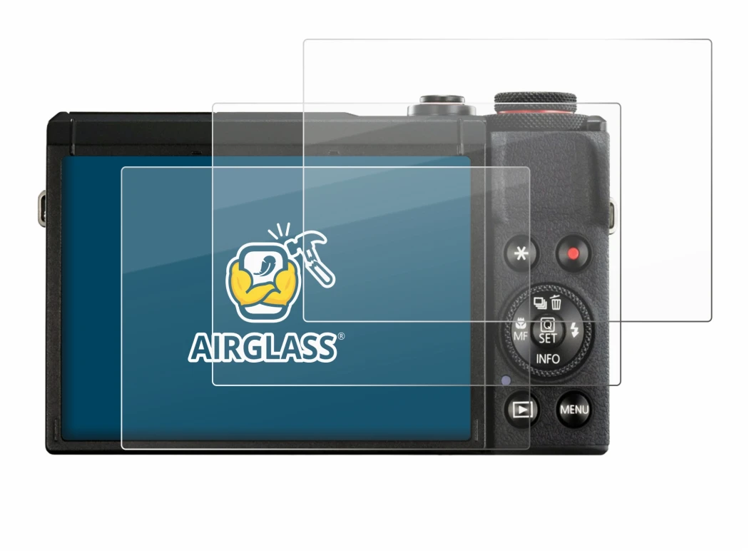 Image of the device Canon PowerShot G7 X Mark III with a wide variety of screen protectors.