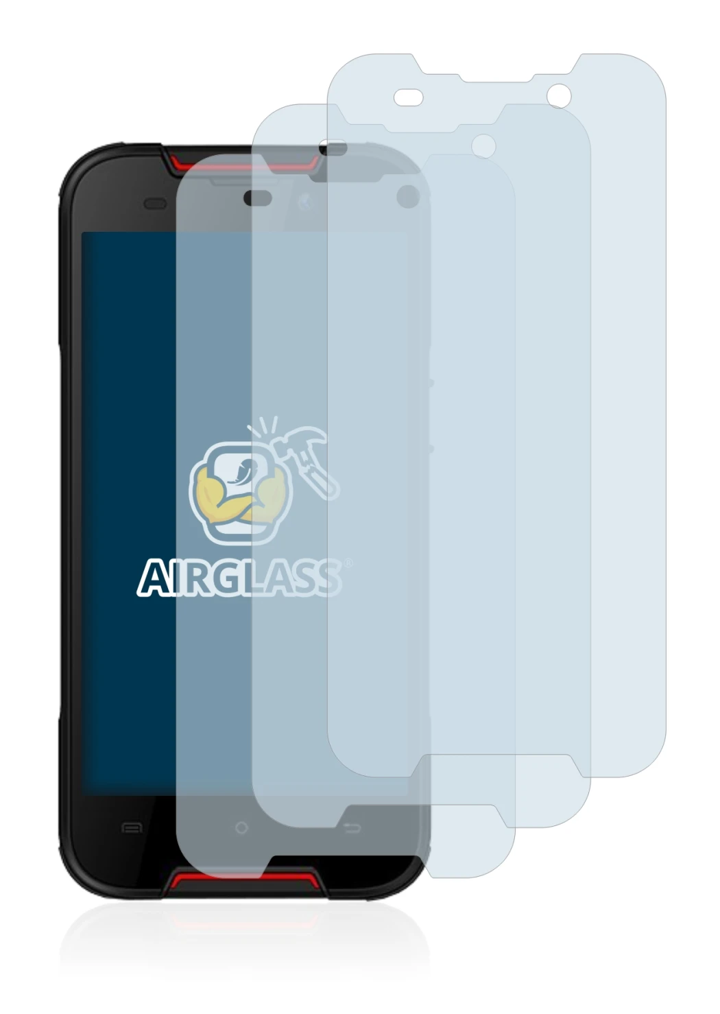 Image of the device Cubot Quest Lite with a wide variety of screen protectors.