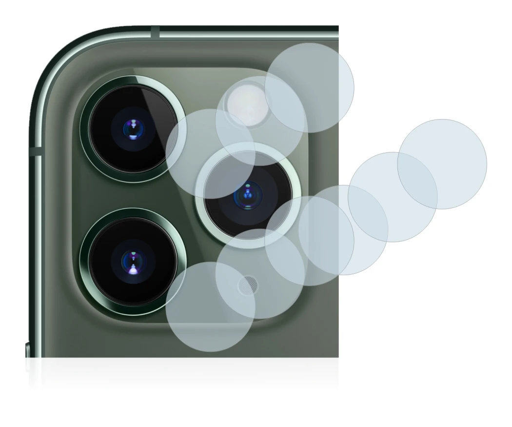 Image of the device Apple iPhone 11 Pro Max (ONLY Camera Lens) with a wide variety of screen protectors.