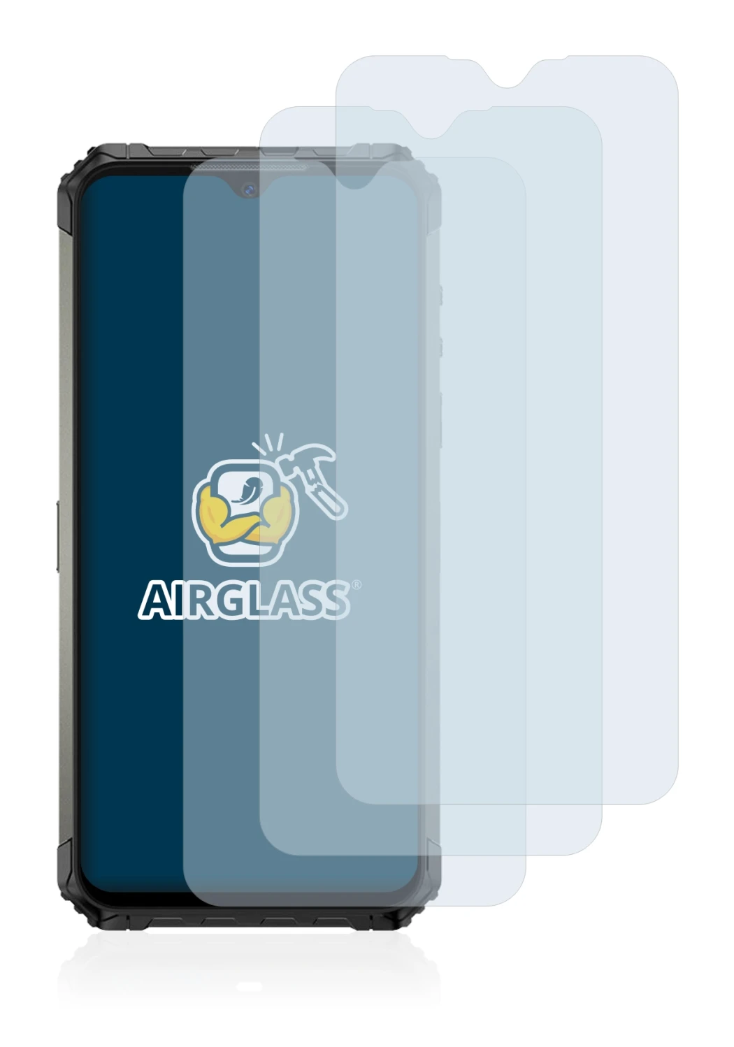 Image of the device Ulefone Armor 7 with a wide variety of screen protectors.