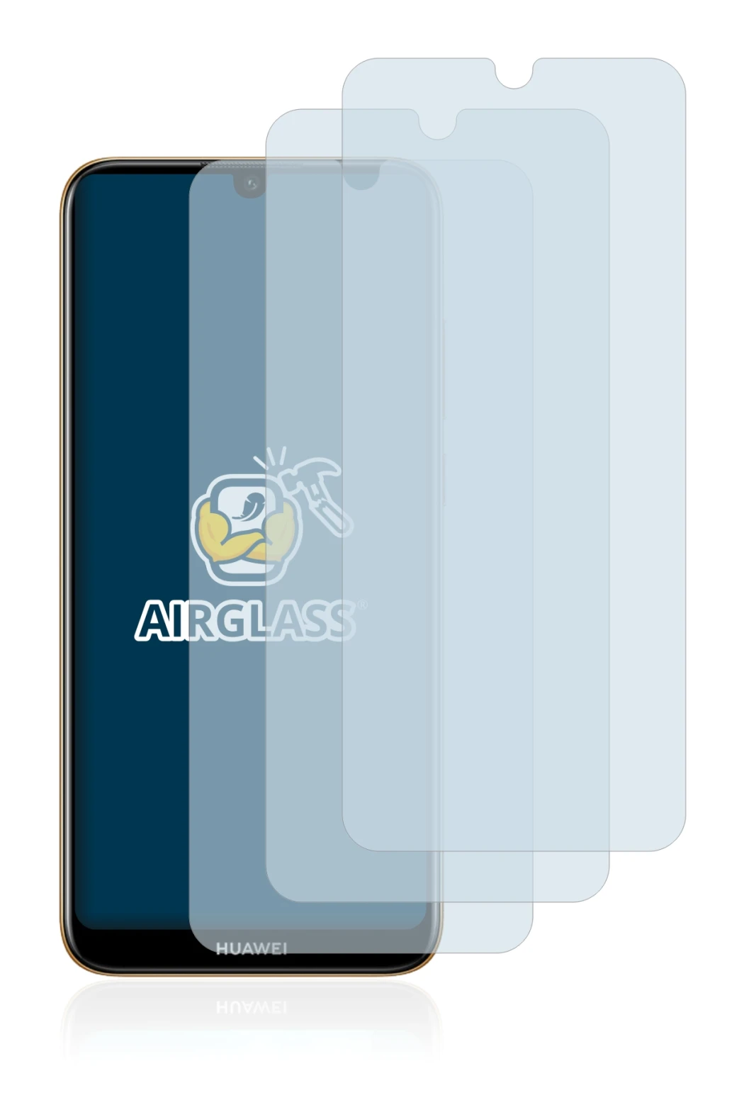 Image of the device Huawei Y6s 2019 with a wide variety of screen protectors.
