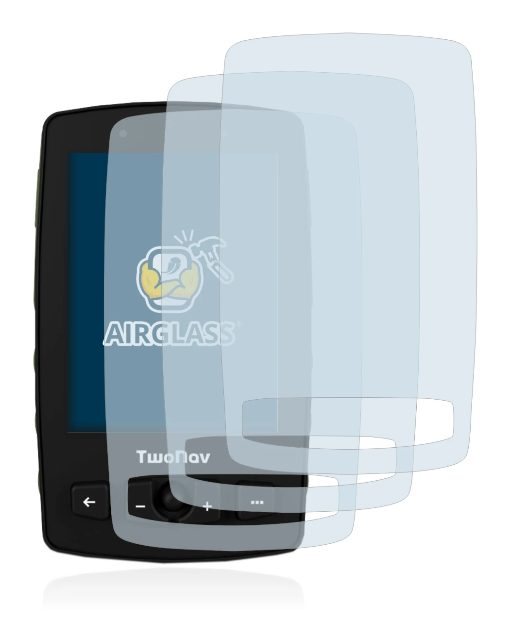 Image of the device TwoNav Aventura 2 with a wide variety of screen protectors.