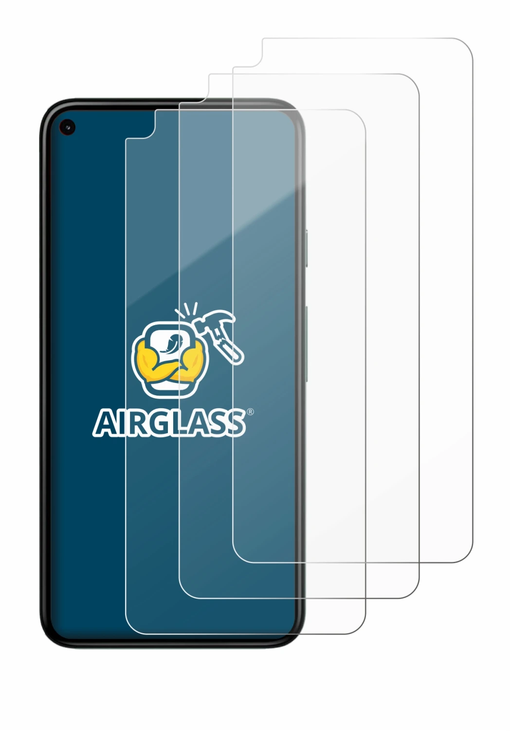 Image of the device Google Pixel 5 with a wide variety of screen protectors.