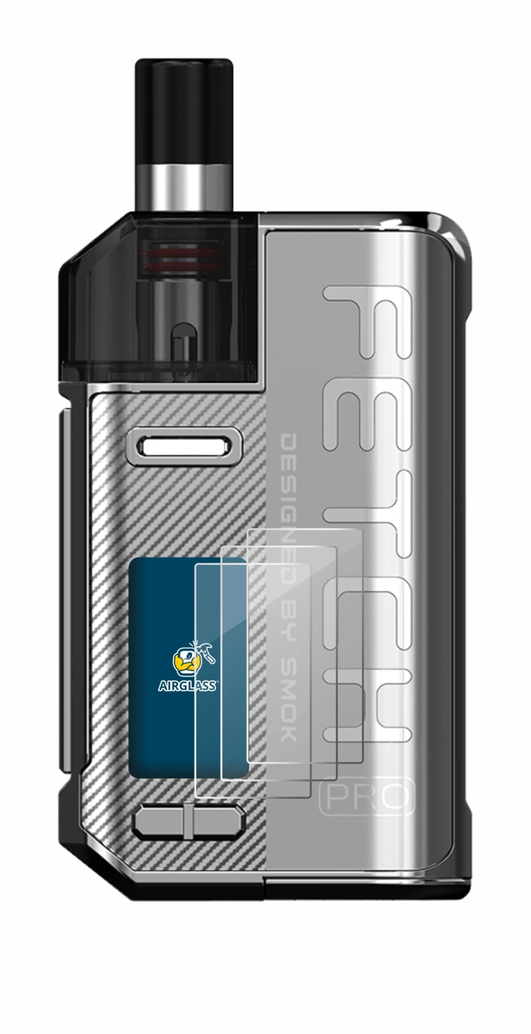 Image of the device Smok Fetch 80W Pro with a wide variety of screen protectors.