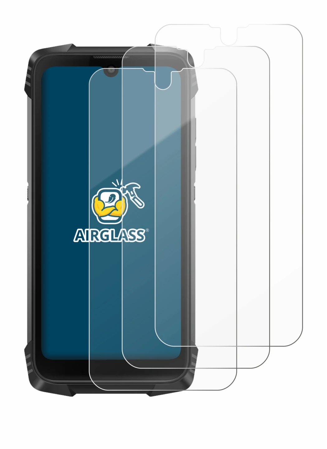 Image of the device Blackview BV6900 with a wide variety of screen protectors.