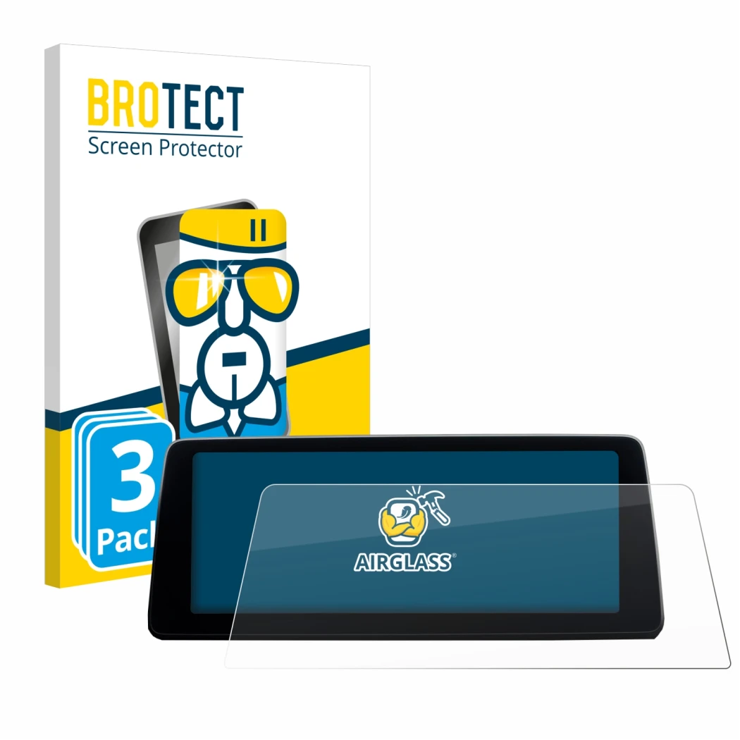 Front side of a product packaging with the brand logo BROTECT. Next to it is the device BMW 7 G11 2016-2018 Infotainment Syste