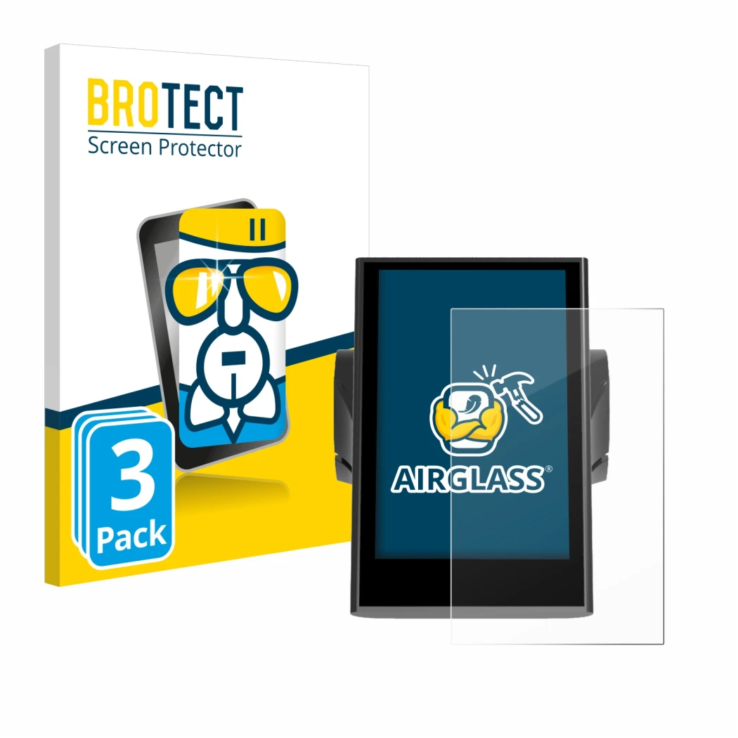 Front side of a product packaging with the brand logo BROTECT. Next to it is the device Bafang DP C18 shown with the correspon