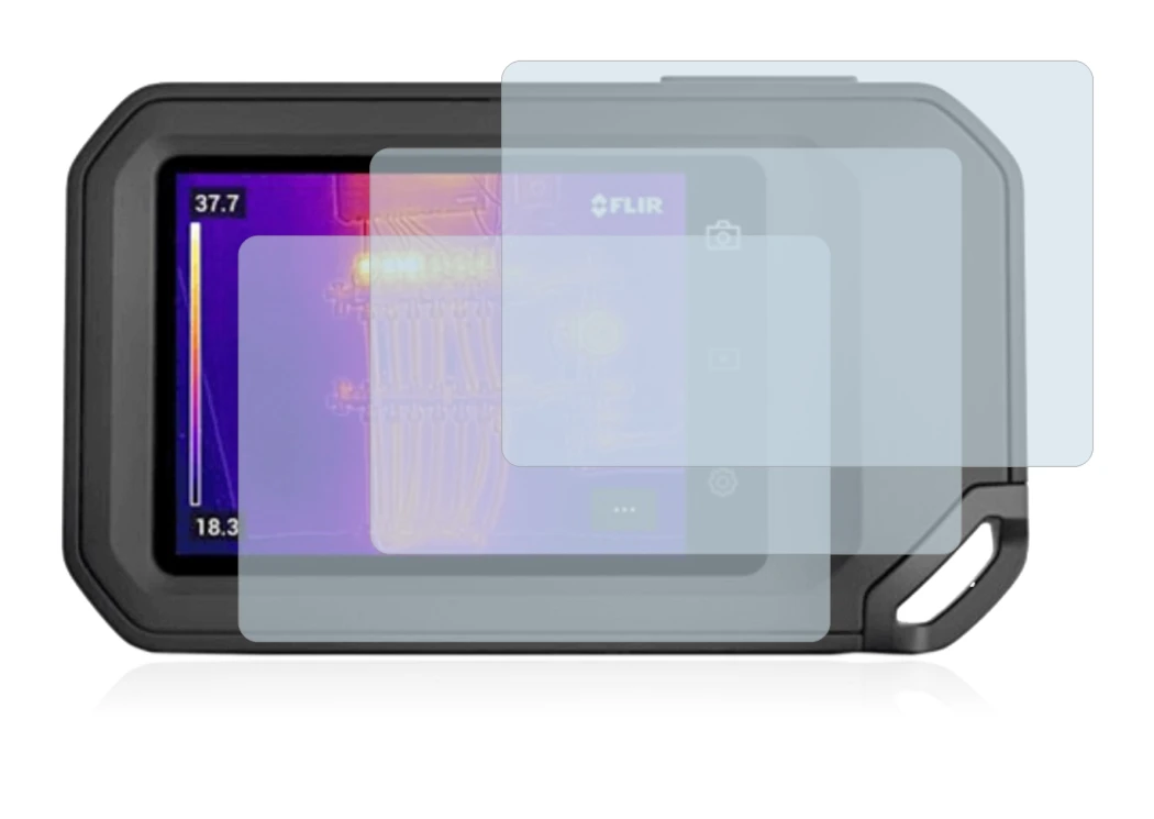 Image of the device Flir C5 with a wide variety of screen protectors.