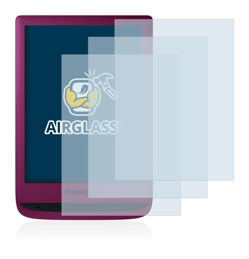 Image of the device PocketBook Touch Lux 5 with a wide variety of screen protectors.