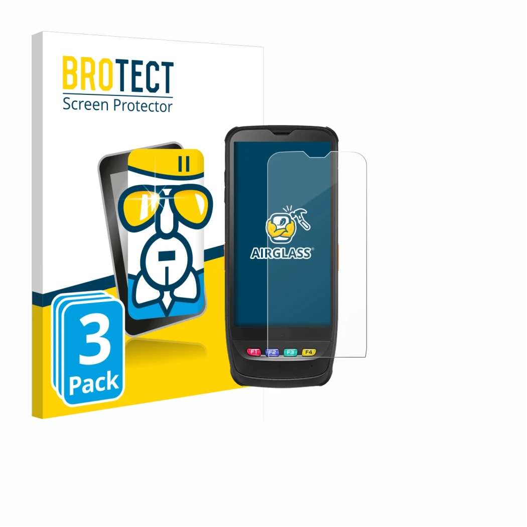 Front side of a product packaging with the brand logo BROTECT. Next to it is the device Casio IT-G650 shown with the correspon