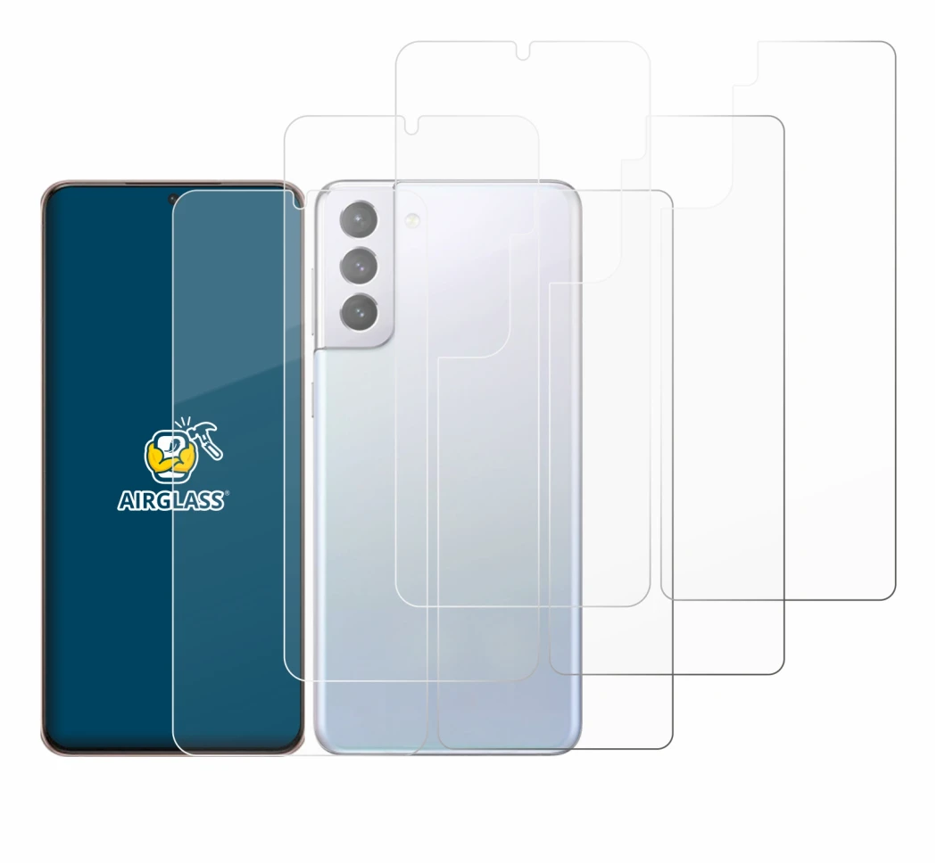 Image of the device Samsung Galaxy S21 Plus 5G (Front+Back) with a wide variety of screen protectors.
