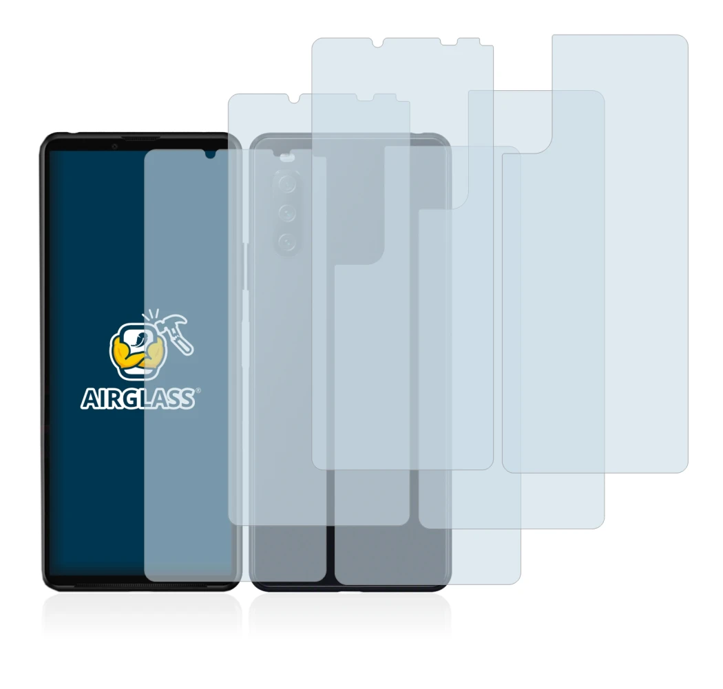 Image of the device Sony Xperia 10 III (Front+Back) with a wide variety of screen protectors.