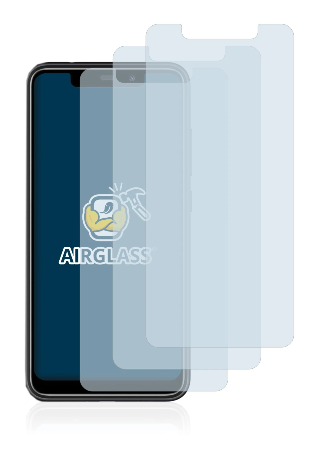 Image of the device Oukitel C22 with a wide variety of screen protectors.