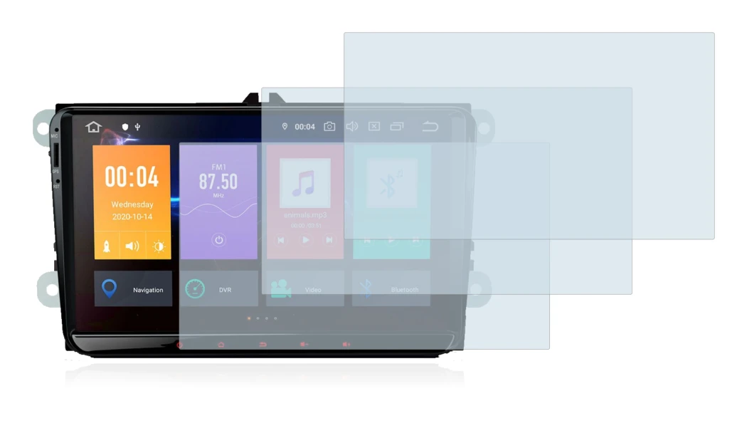 Image of the device Xtrons PBE90MTVL with a wide variety of screen protectors.