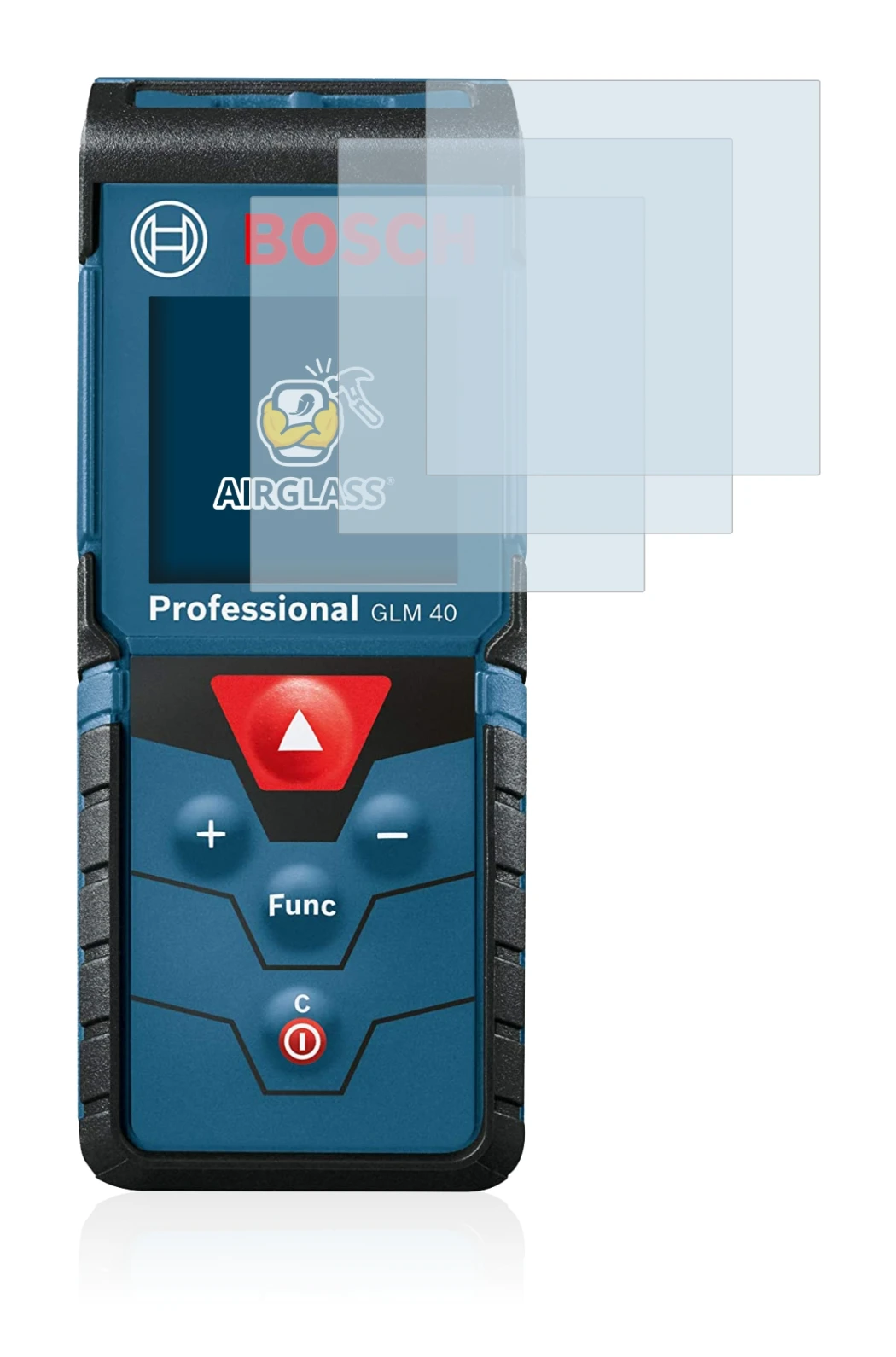 Image of the device Bosch GLM 40 Professional with a wide variety of screen protectors.