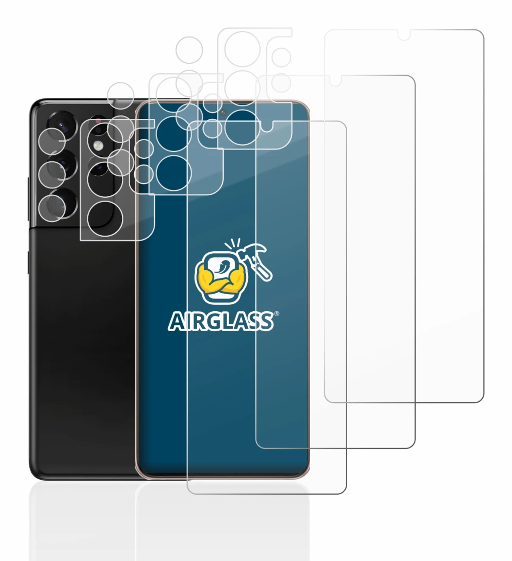 Image of the device Samsung Galaxy S21 Ultra 5G (Front+Camera) with a wide variety of screen protectors.