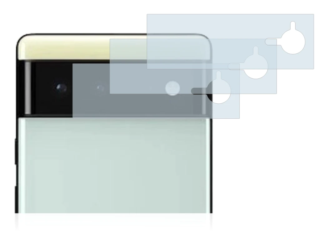 Image of the device Google Pixel 6 (ONLY Camera Lens) with a wide variety of screen protectors.