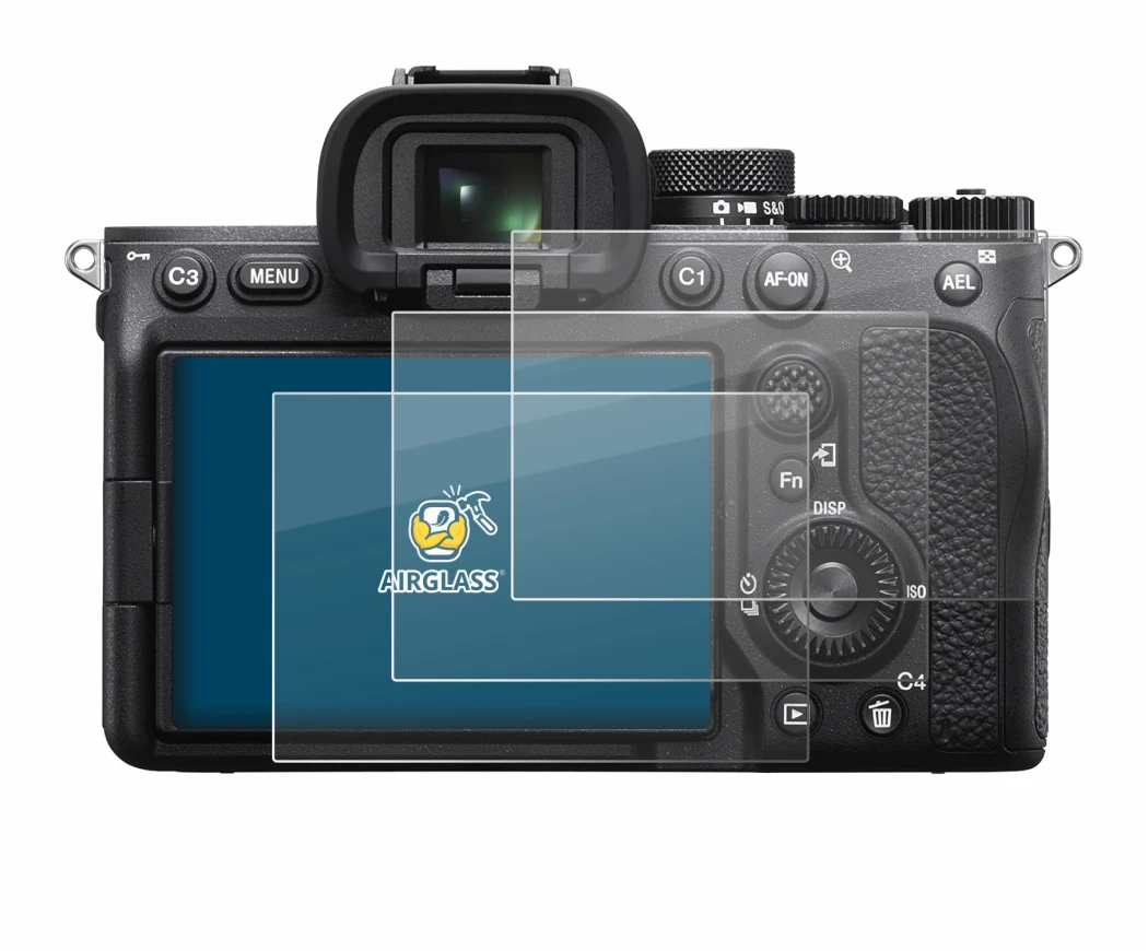 Image of the device Sony Alpha 7 IV with a wide variety of screen protectors.