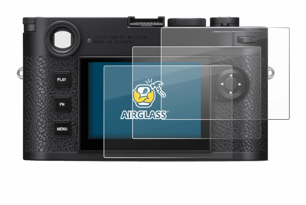 Image of the device Leica M11 with a wide variety of screen protectors.