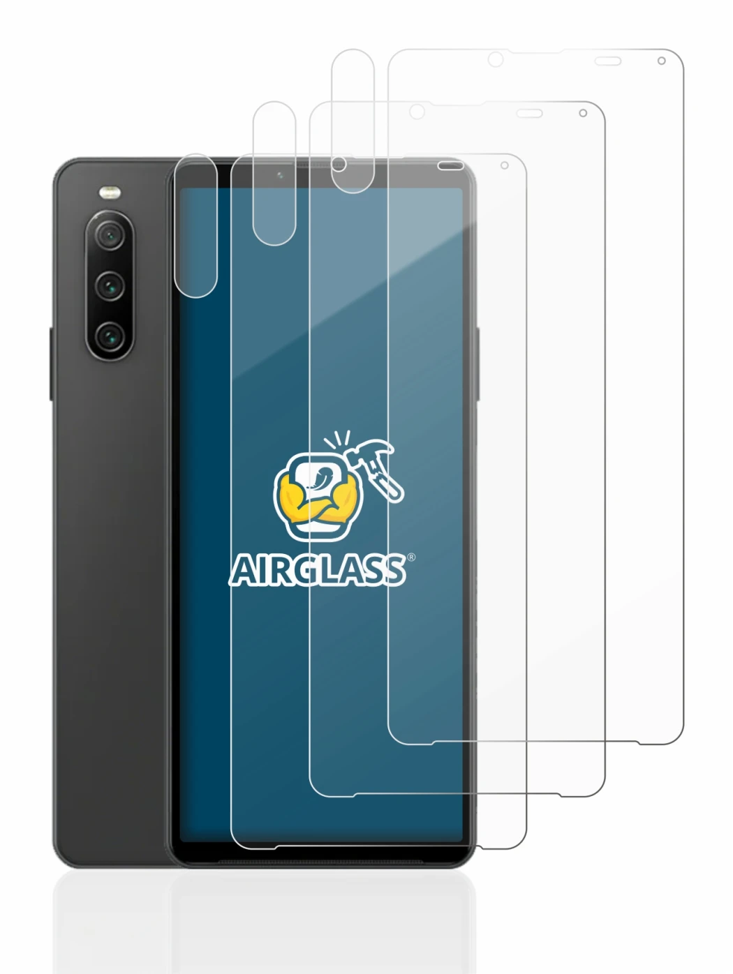 Image of the device Sony Xperia 10 IV (Front+Camera) with a wide variety of screen protectors.