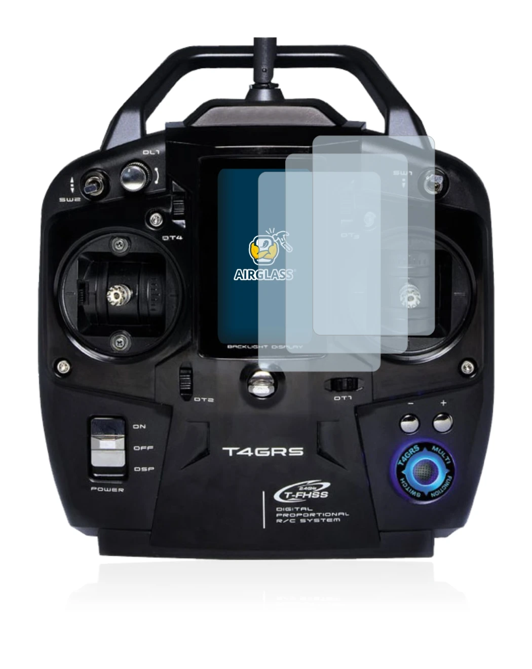 Image of the device Futaba T4GRS with a wide variety of screen protectors.