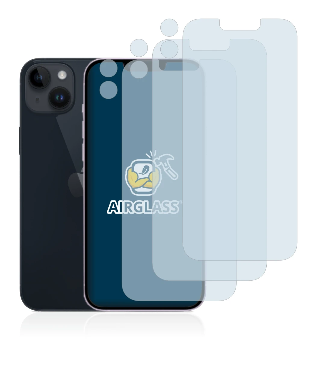 Image of the device Apple iPhone 14 Plus (Front+Camera) with a wide variety of screen protectors.