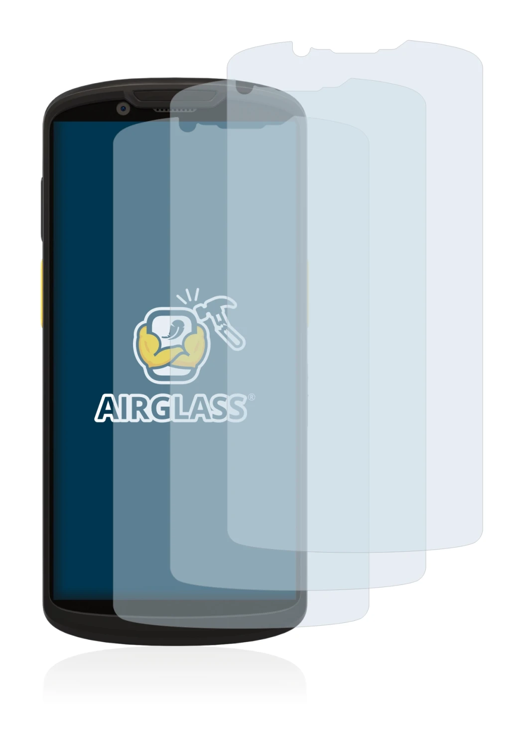 Image of the device Zebra TC58 with a wide variety of screen protectors.