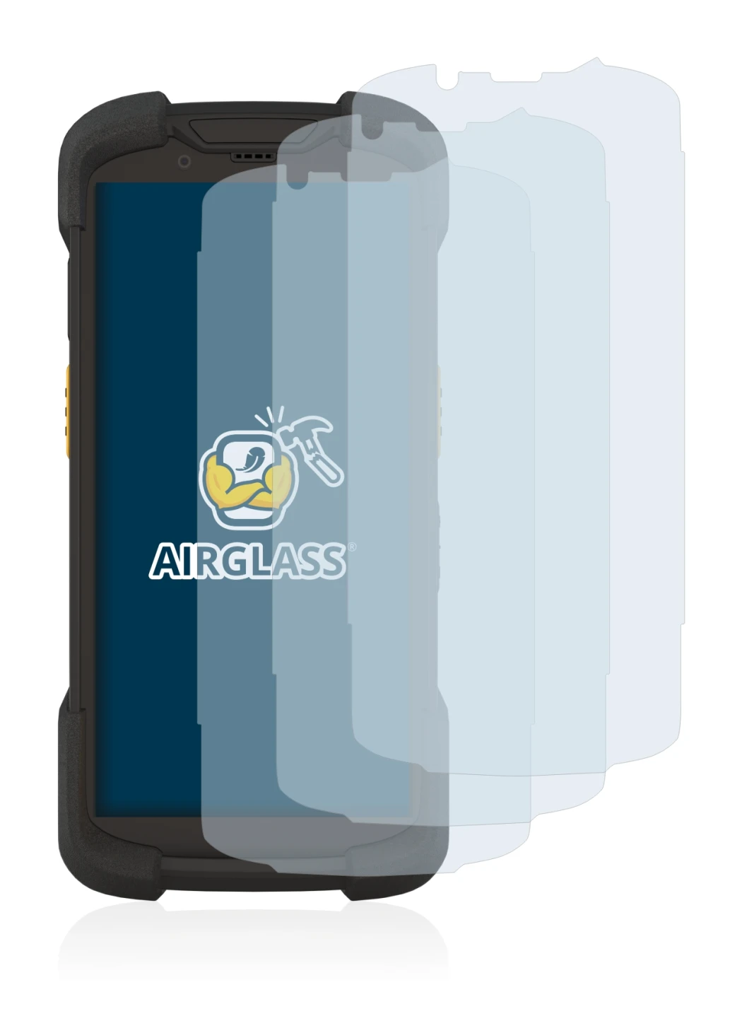 Image of the device Zebra TC73 with a wide variety of screen protectors.