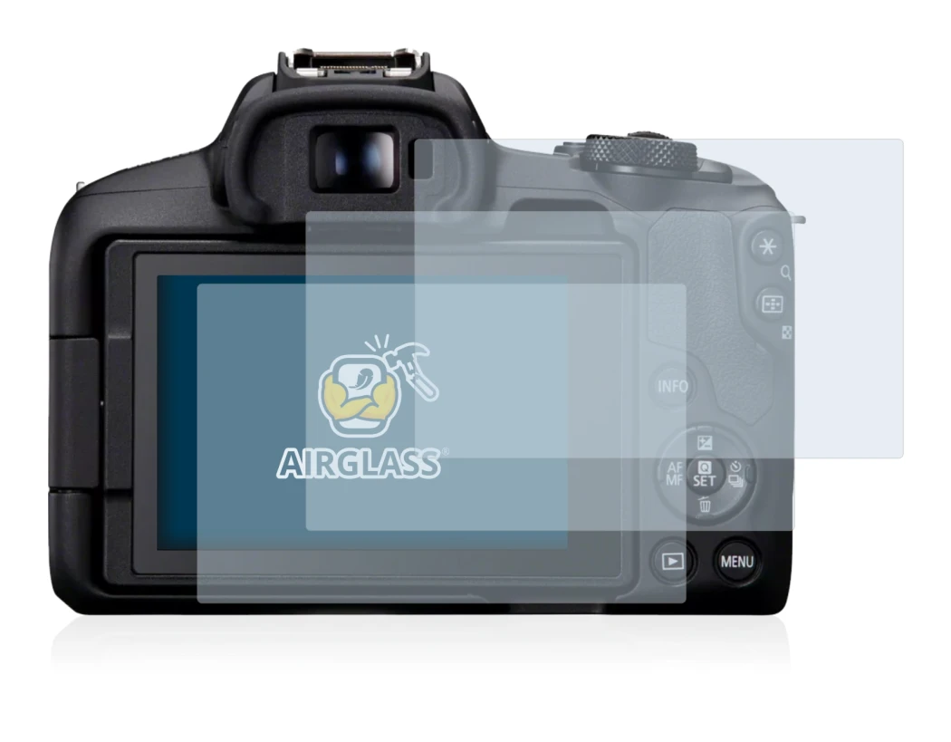Image of the device Canon EOS R50 with a wide variety of screen protectors.