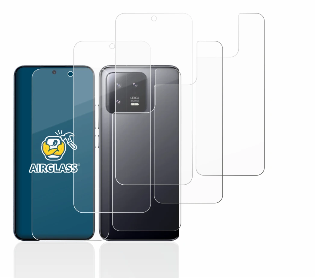 Image of the device Xiaomi 13 (Front+Back) with a wide variety of screen protectors.