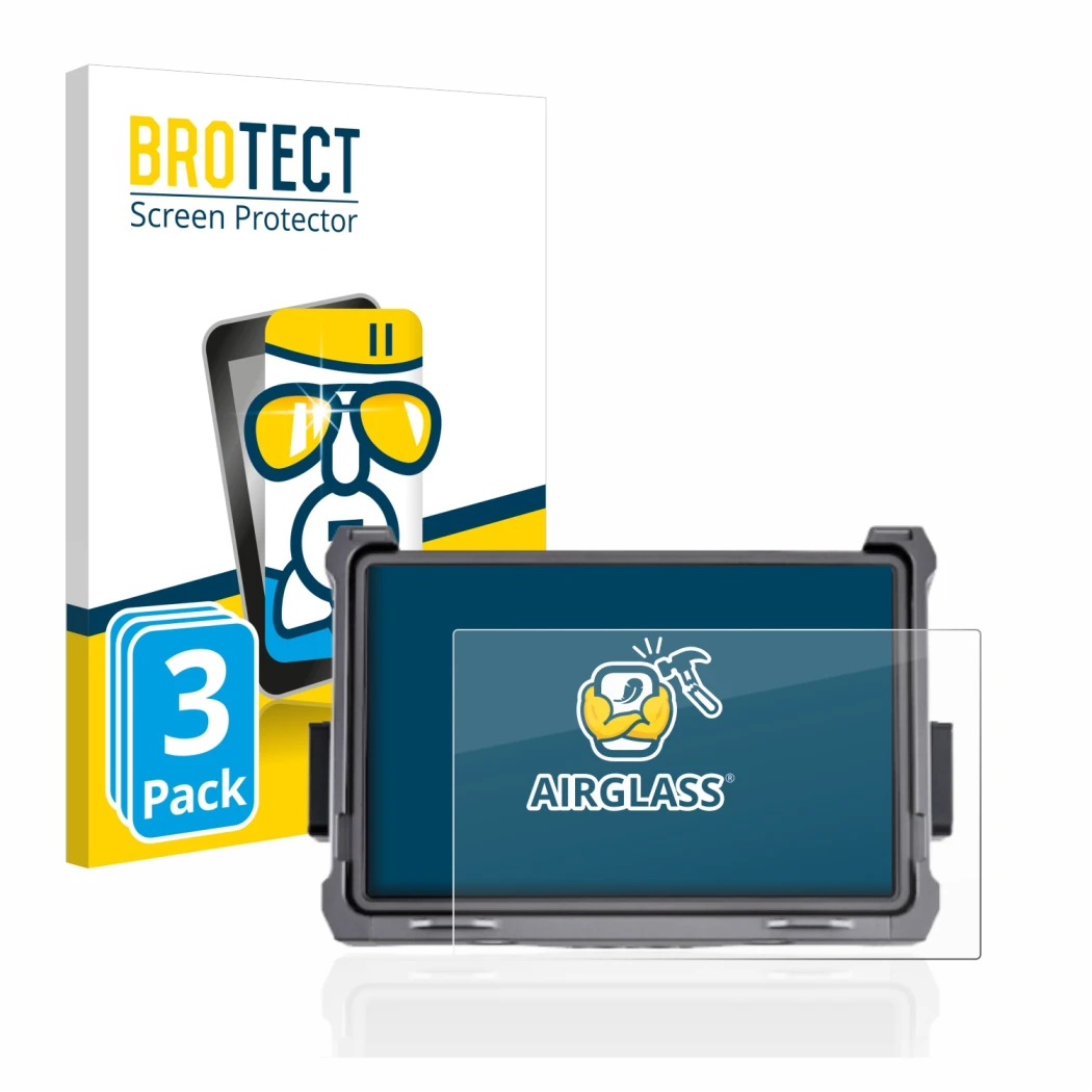 Front side of a product packaging with the brand logo BROTECT. Next to it is the device DJI Transmission High Bright Funkmonit