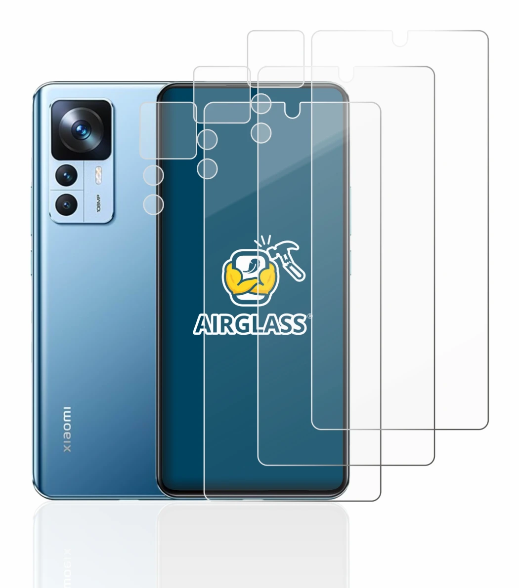 Image of the device Xiaomi 12T (Front+Camera) with a wide variety of screen protectors.