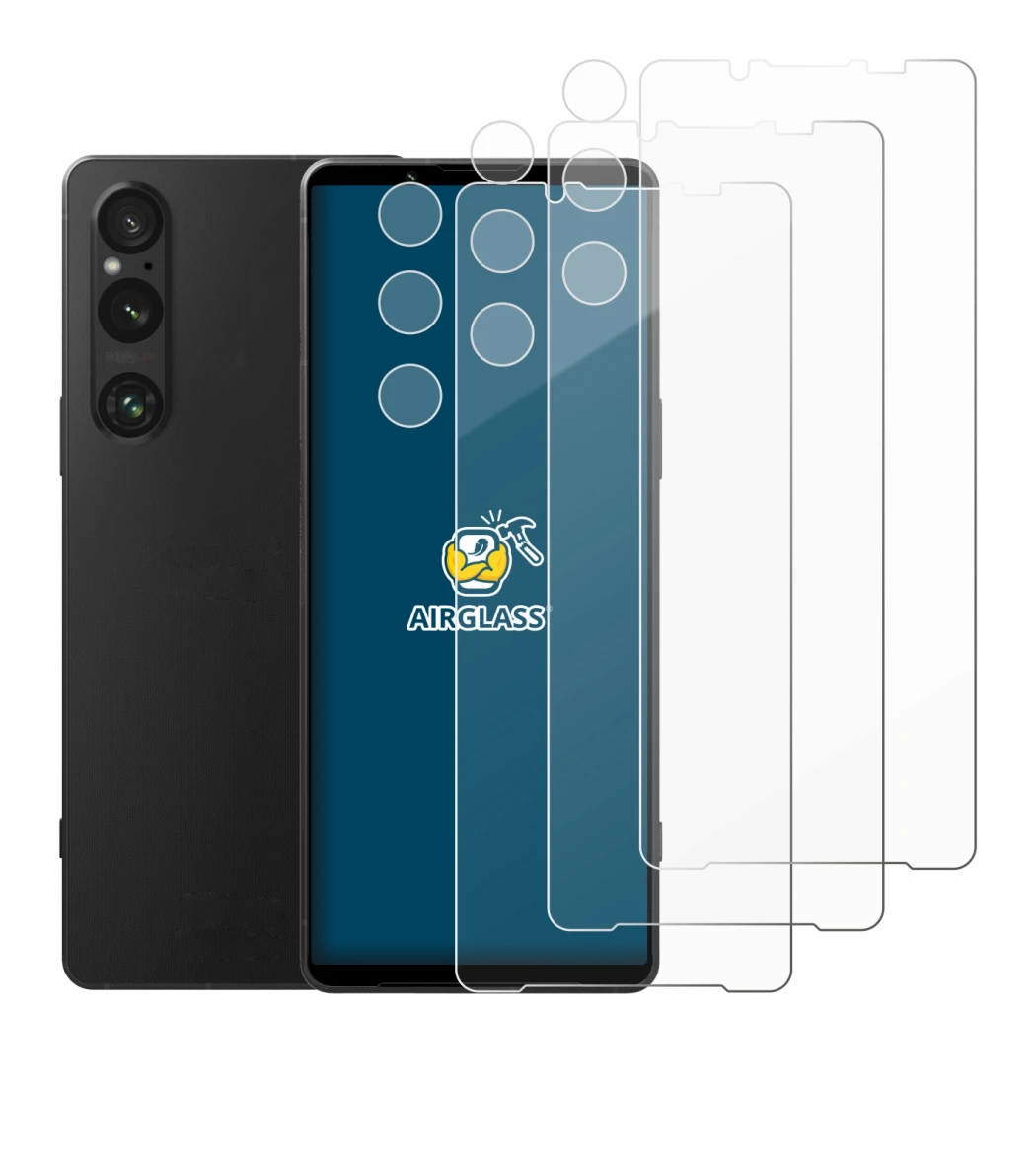 Image of the device Sony Xperia 1 V (Front+Camera) with a wide variety of screen protectors.