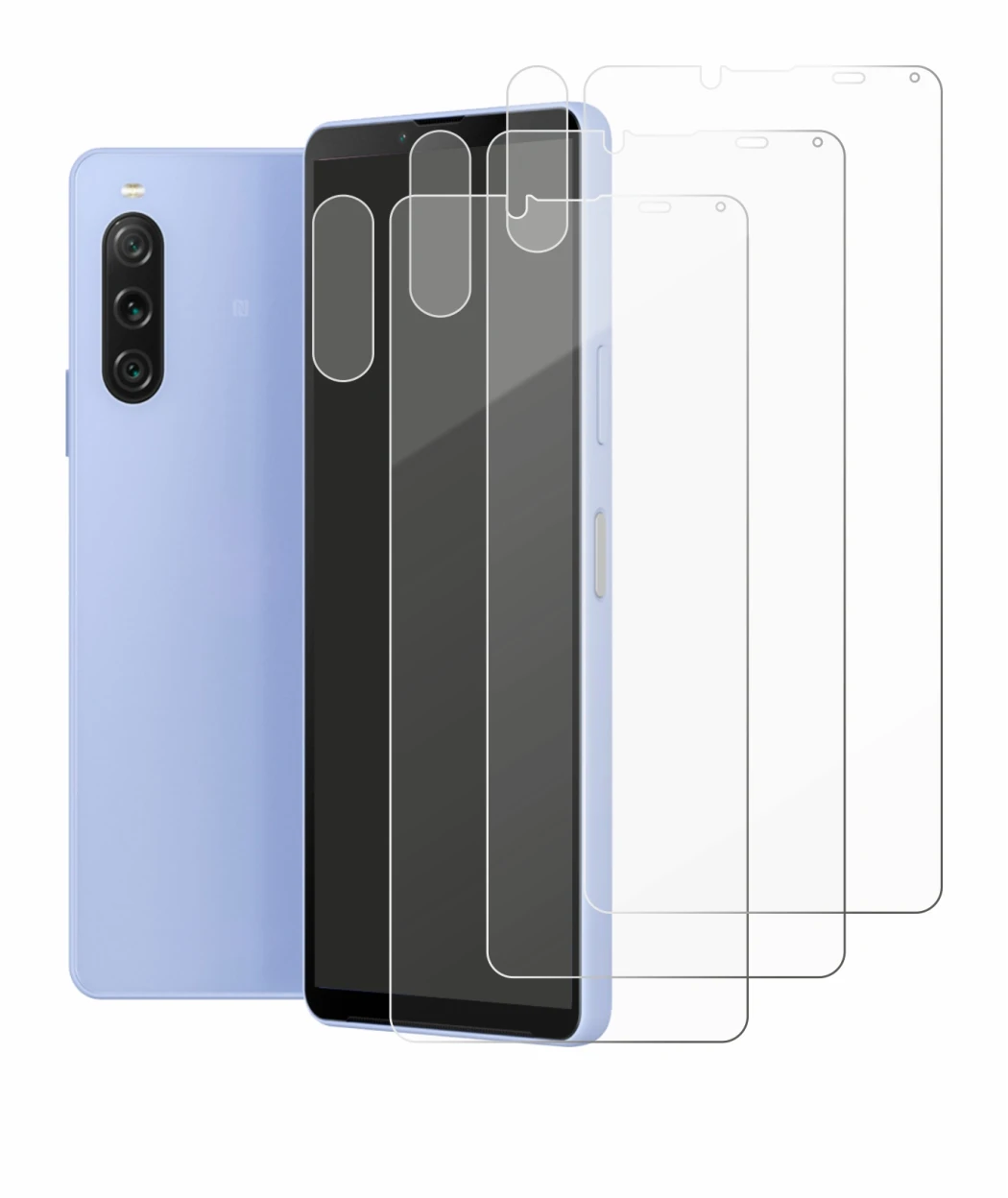 Image of the device Sony Xperia 10 V (Front+Camera) with a wide variety of screen protectors.
