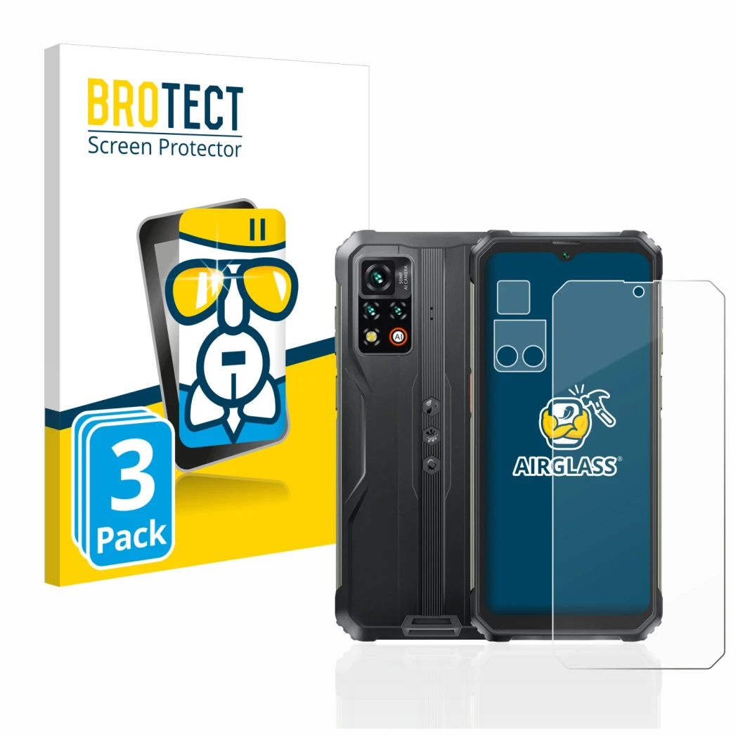 Front side of a product packaging with the brand logo BROTECT. Next to it is the device Blackview BV9200 (Front+Camera) shown 