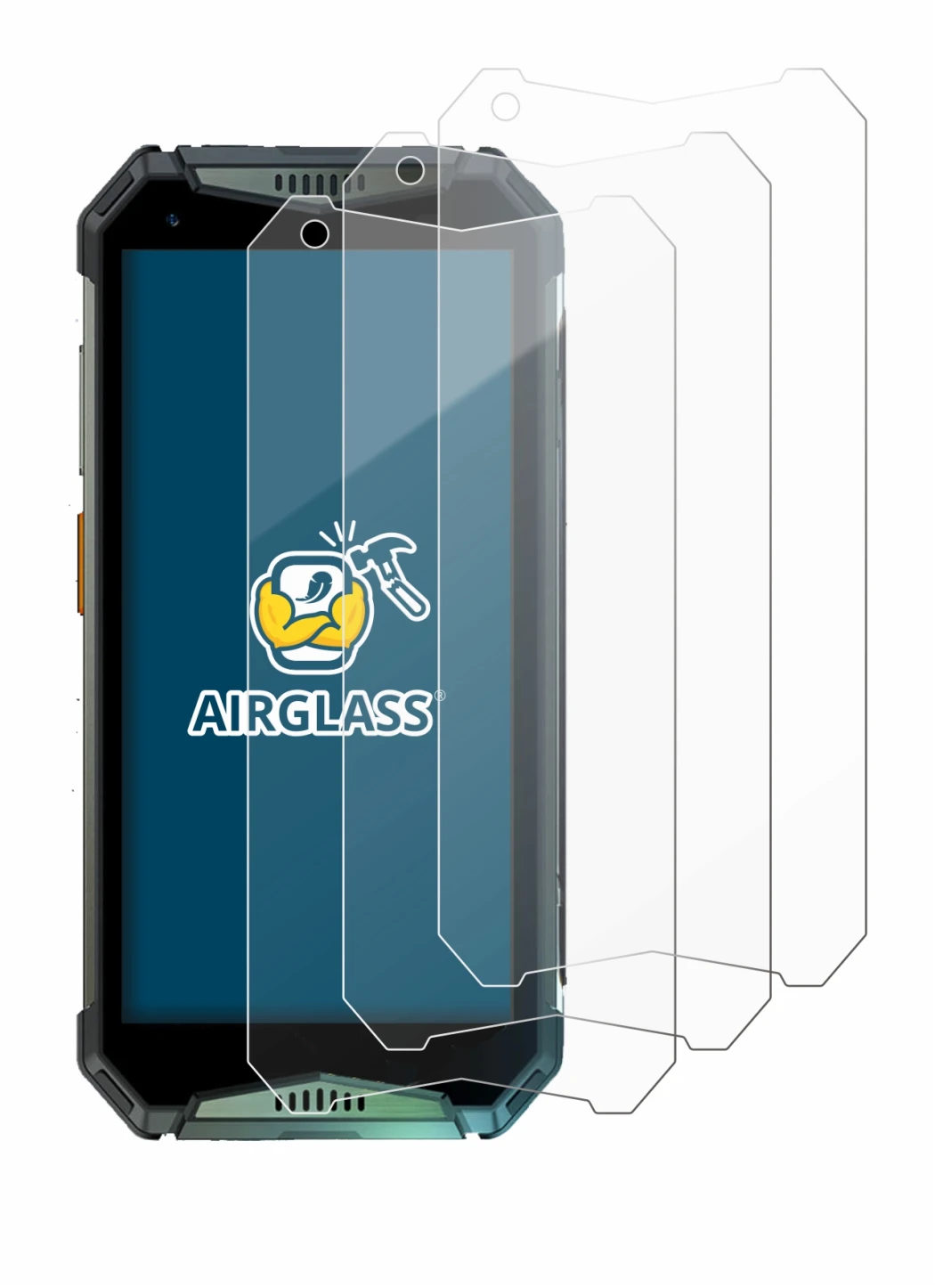 Image of the device Ulefone Armor 20WT with a wide variety of screen protectors.