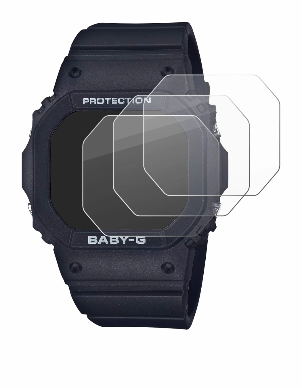 Image of the device Casio Baby-G BGD-565 with a wide variety of screen protectors.