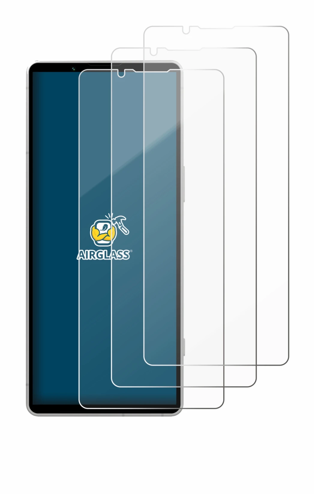 Image of the device Sony Xperia 5 V with a wide variety of screen protectors.