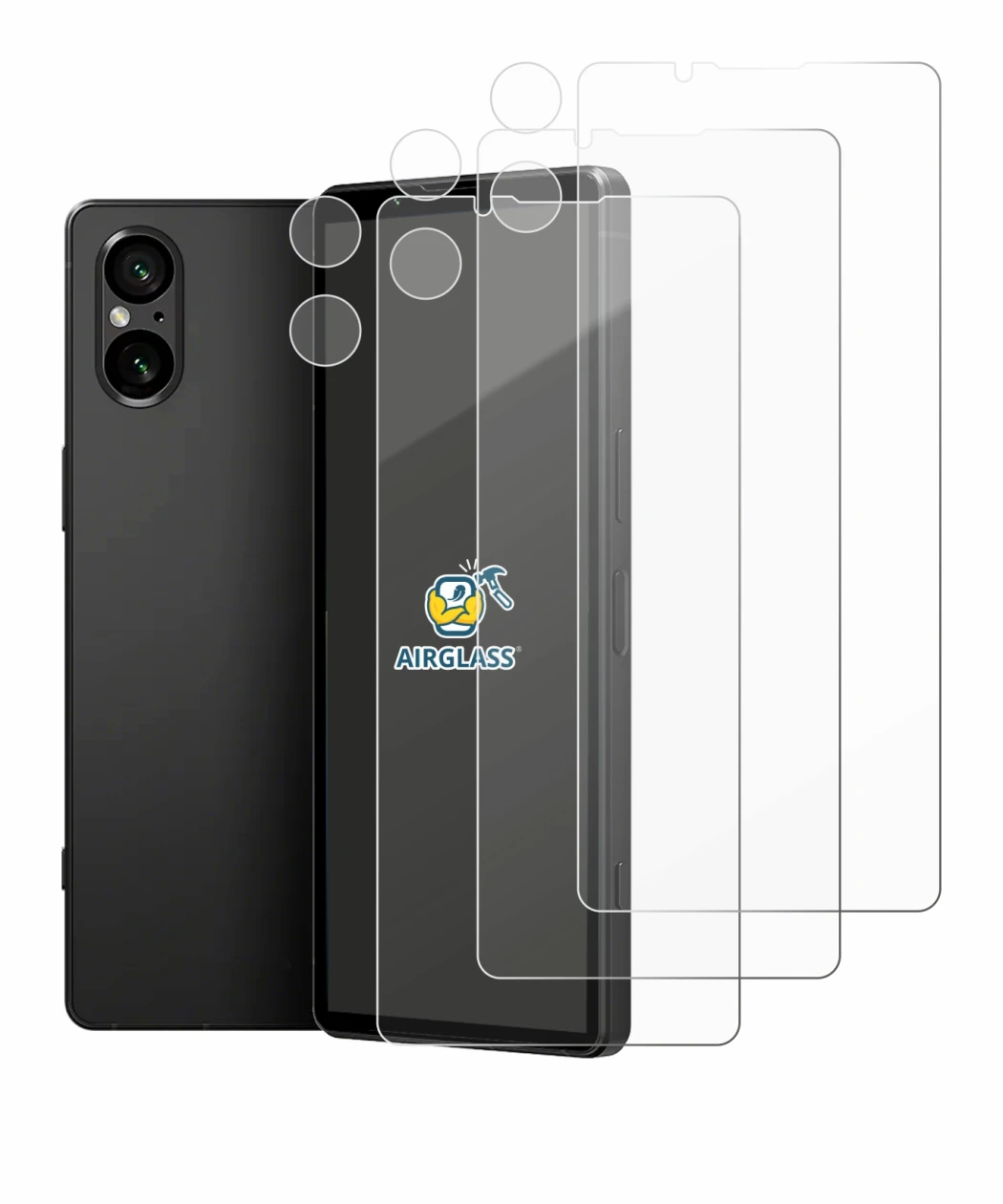 Image of the device Sony Xperia 5 V (Front+Camera) with a wide variety of screen protectors.